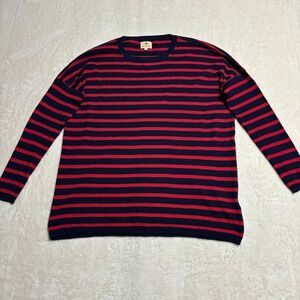 SUNDRY Womens Striped Sweater Size 1/Small Merino Wool Cashmere Navy Blue Red
